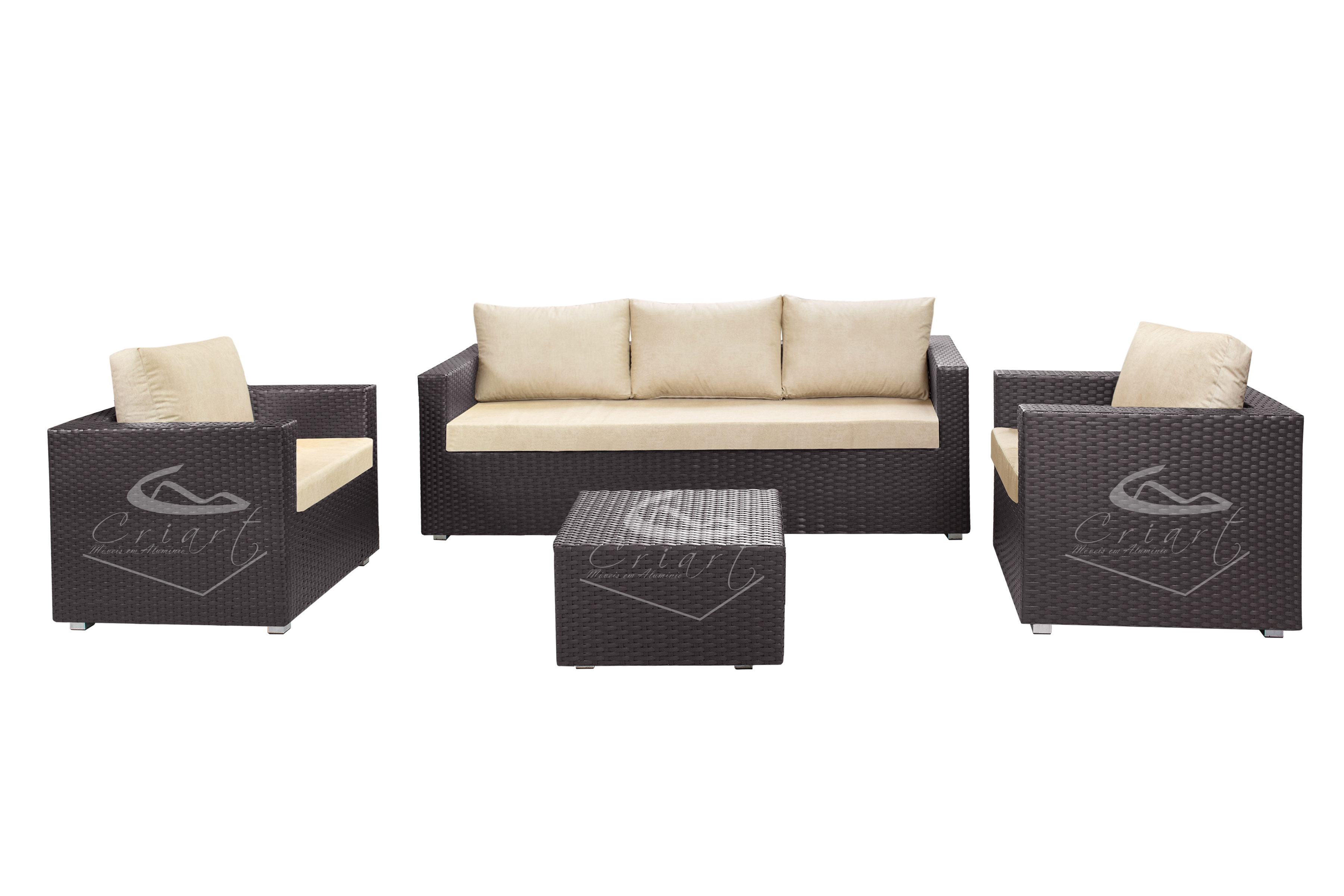 Conjunto de Sofás Leblon - 5 lugares Braços de 15cm